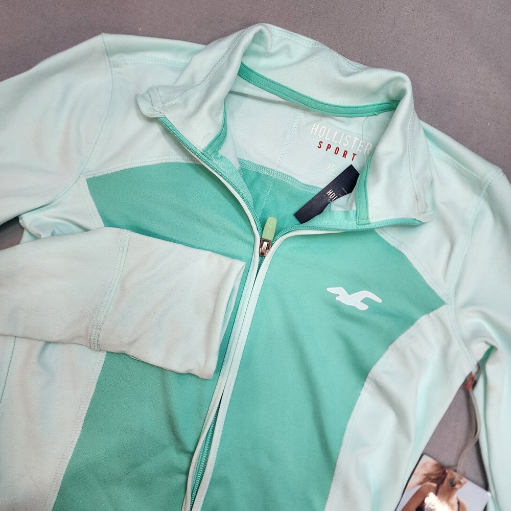 Hollister Sport Jacket Mint Teal‎ Full Zip Thumbhole Activewear Womens XS NWT